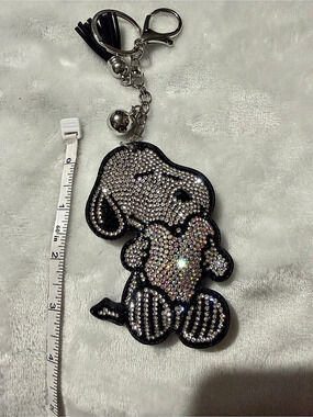 Rhinestone Character Keychain in Black & Silver